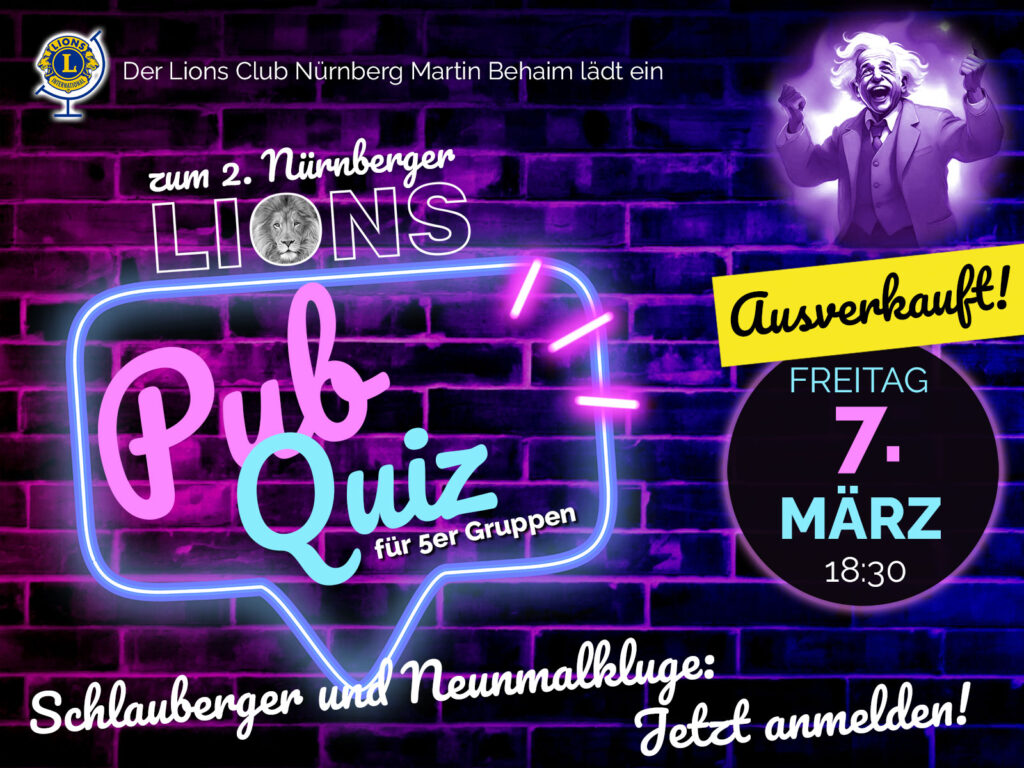 Zweites Nürnberger LIONS Pub Quiz, 7. März 2025