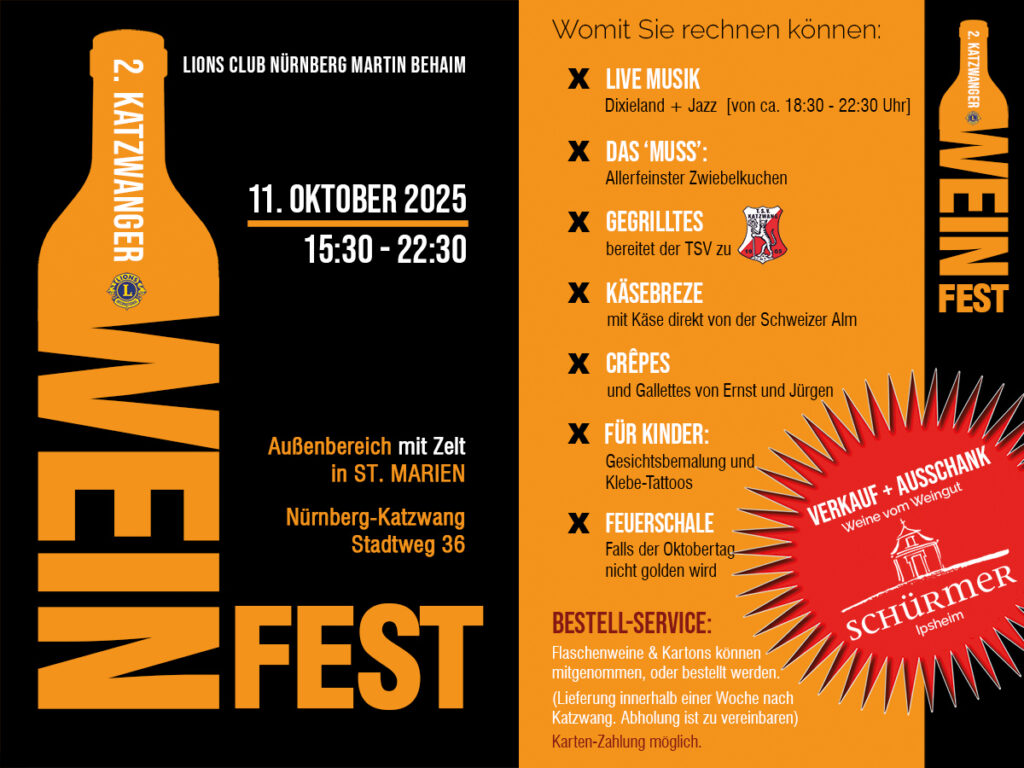 Ankündigung 2. Katzwanger Lions Weinfest