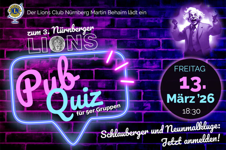 Drittes Nürnberger LIONS Pub Quiz, am 13. März 2026
