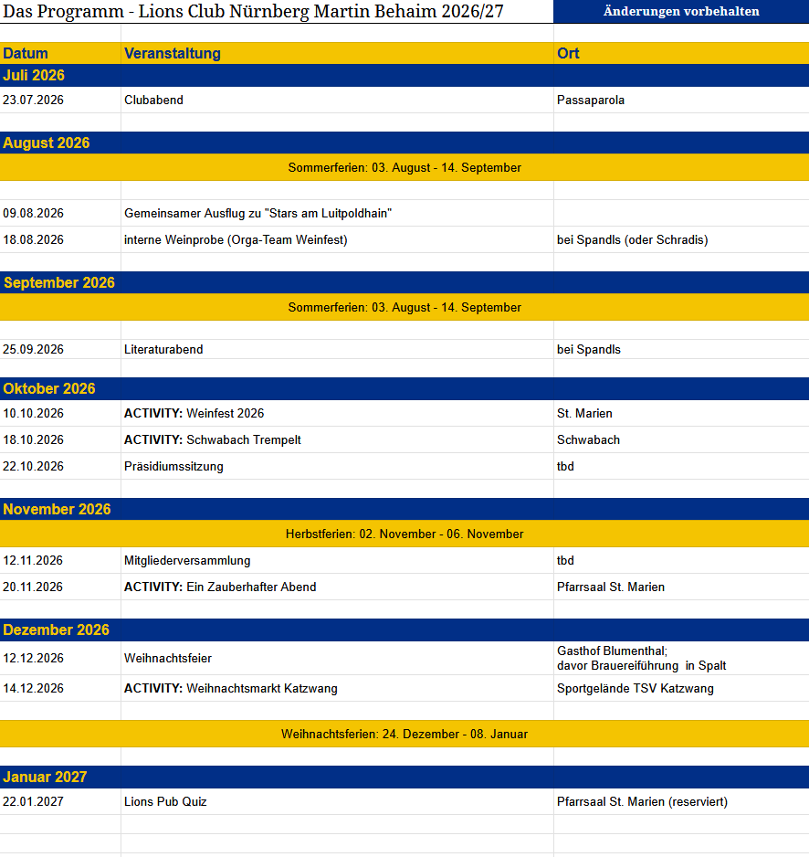 Unser Programm 2026 / 2027